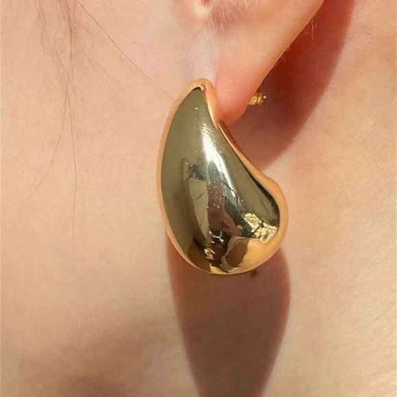 TEARDROP EARRINGS IN STAINLESS STEEL SETTING - Picture 3 of 6